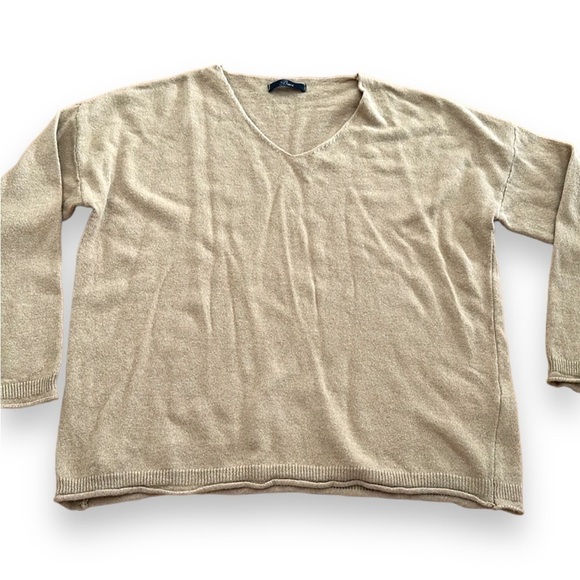 Baci Wool/Cashmere blend pullover Sweater tan brown camel longsleeve made Italy - Picture 1 of 8
